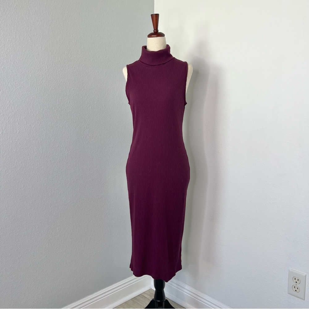Turtleneck ribbed sweater dress